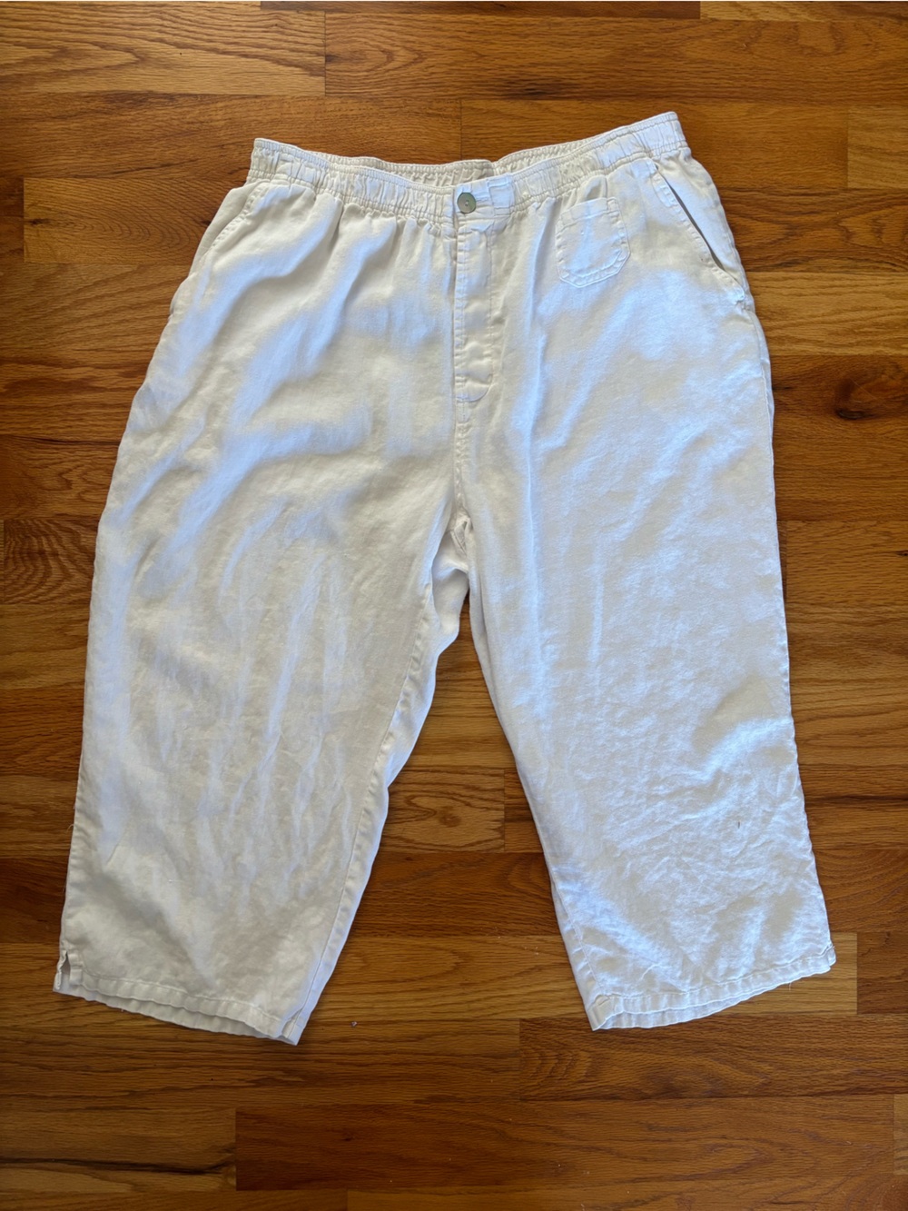 Women’s St. John’s Bay 100% Linen Wide Leg Crop/Capri Pull On Pants